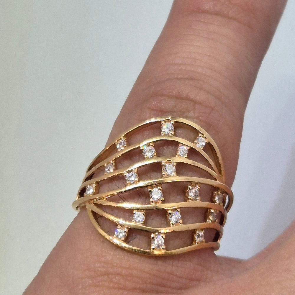 Bague Or Jaune 18K avec Oxyde Zirconium 4.01 Grs - Taille 55
