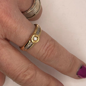 Bague en Or Jaune 18K avec Diamants 0.05ct