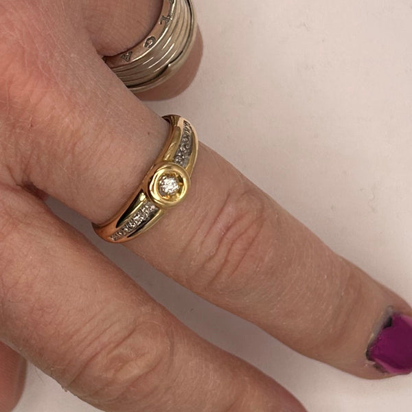 Bague en Or Jaune 18K avec Diamants 0.05ct