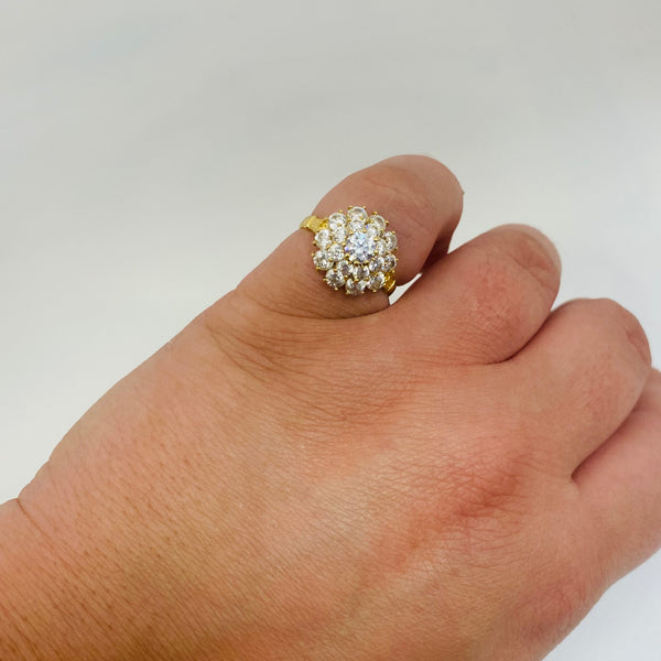 Bague Chou en Or Jaune 18 Carats avec Zirconiums – Taille 52
