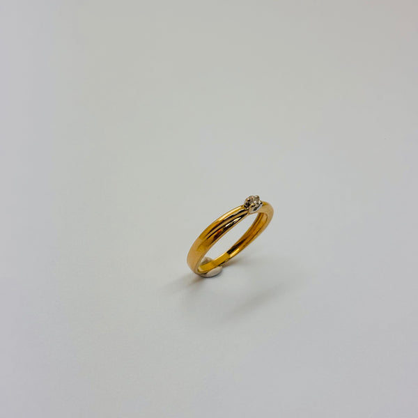 Solitaire Diamant en Or Jaune 18 Carats - T 56
