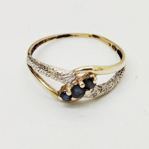 Bagues en Or jaune 18K avec saphirs et diamants -Taille 59 - 2.09g