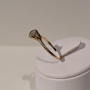 Bague Solitaire Or Jaune 18K avec Zirconium
