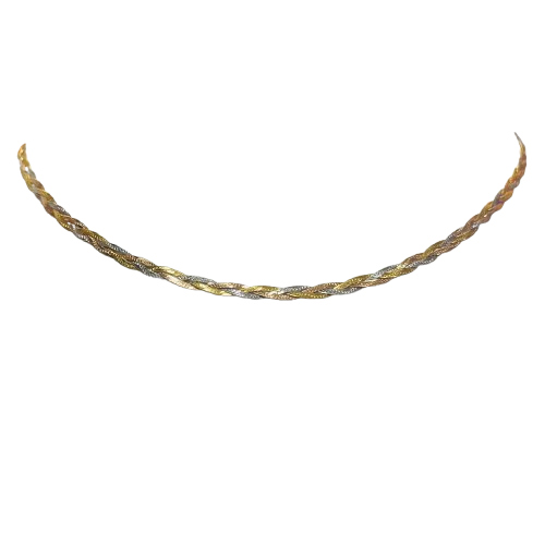 Collier Ras du Cou Tressé 3 Ors 18K 5.08 Grs