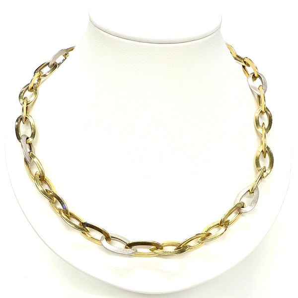 Collier Ras du Cou en Or Jaune et Or Blanc 18k - 15.89 Grs