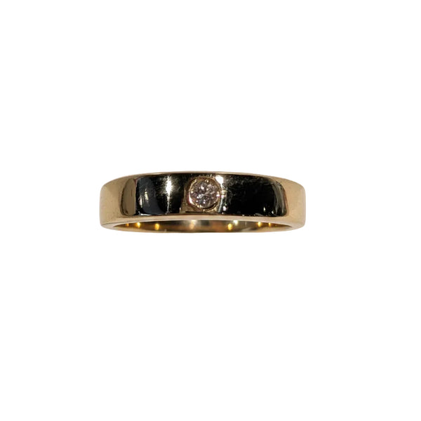 Bague Jonc Or Jaune 18K avec Diamant et Cert - 2.47 Grs - T 52