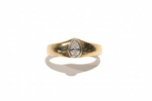 Bague Jonc en Or Jaune 18K- Diamant - Taille 54 - 2.96G