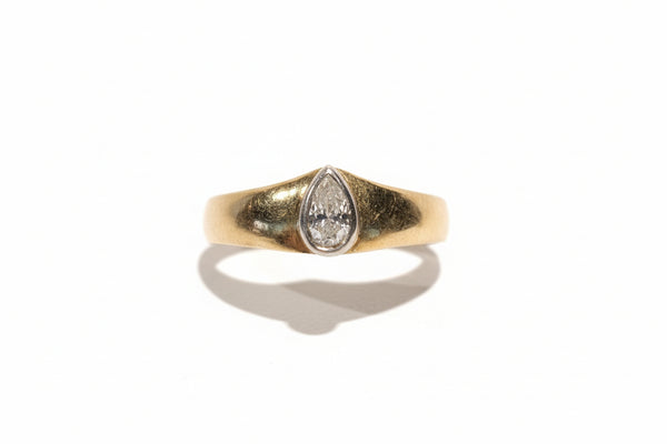 Bague Jonc en Or Jaune 18K- Diamant - Taille 54 - 2.96G