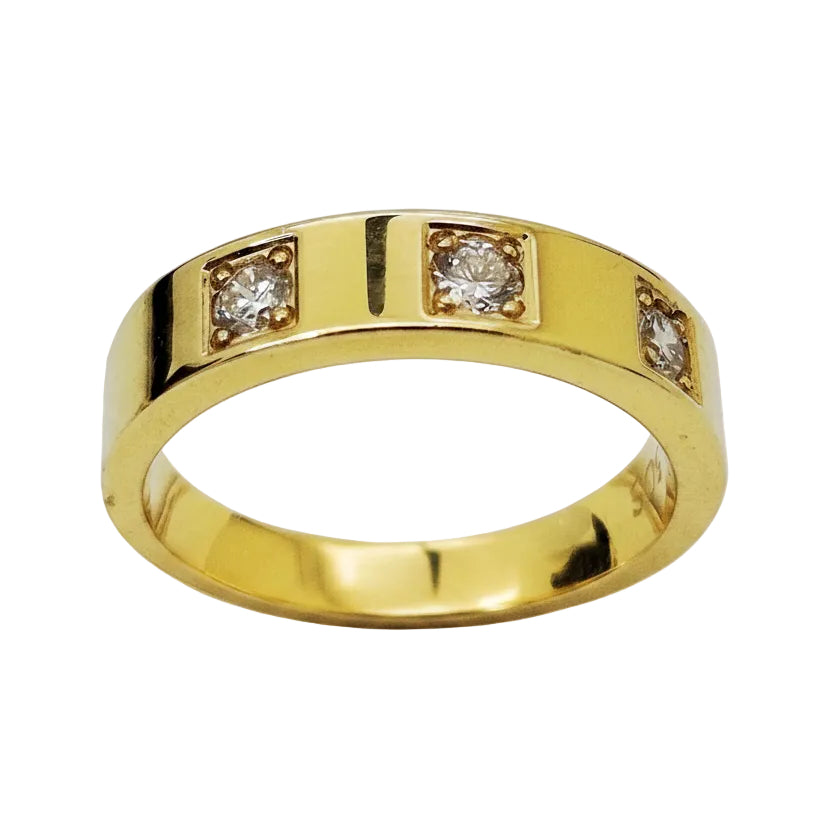 Bague en or jaune 18K diamants - taille 54