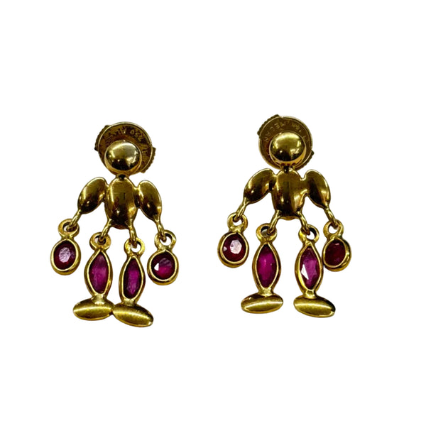 Boucles d'oreilles Pendantes avec Tourmaline en Or Jaune 18k