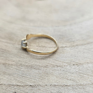 Bague Solitaire en Or Jaune 18 Carats avec Oxyde de Zirconium - T 53