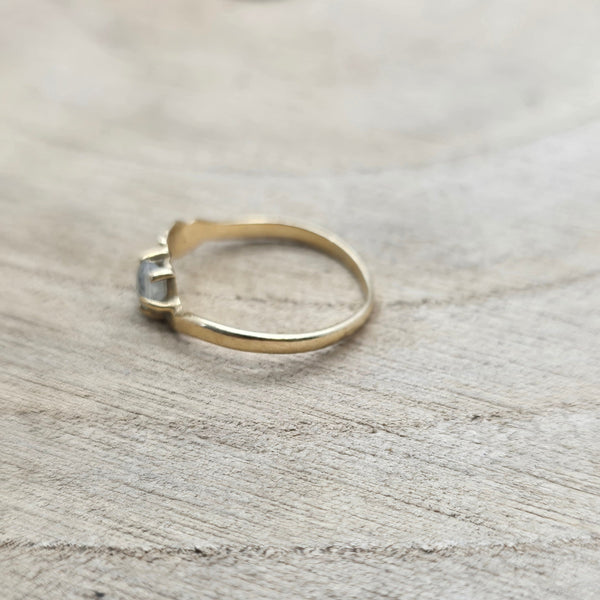 Bague Solitaire en Or Jaune 18 Carats avec Oxyde de Zirconium - T 53