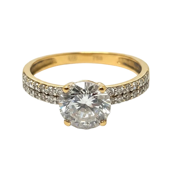 Solitaire pierres oxyde de zirconium en Or 18K