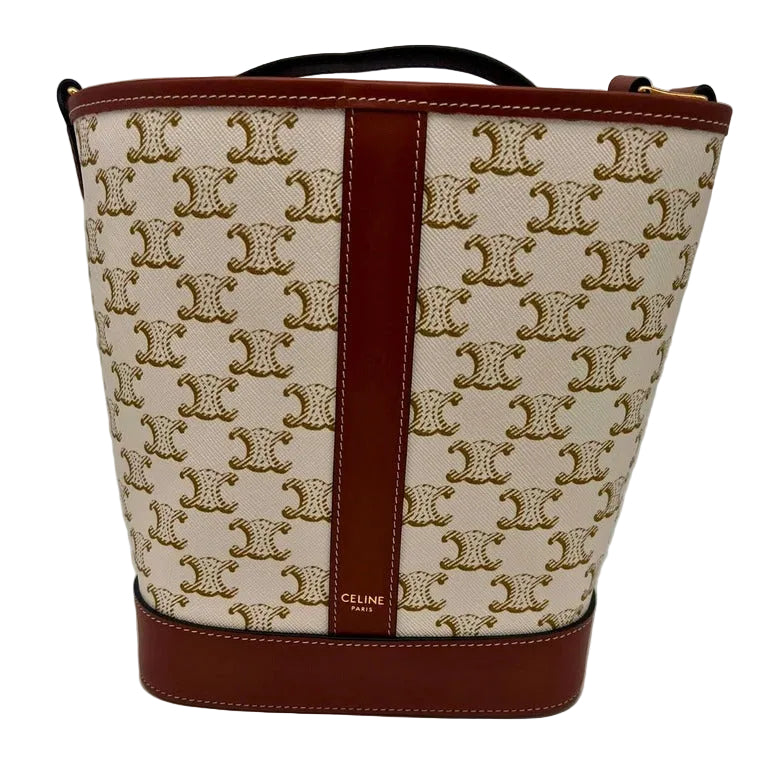 Sac Seau Céline Toile Beige Bandoulière Bouton Pression