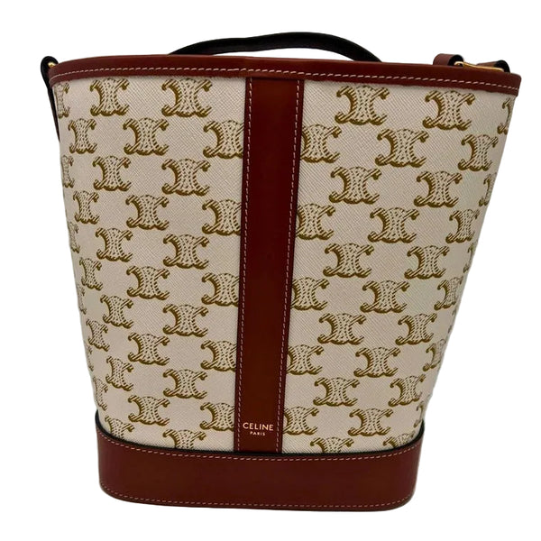 Sac Seau Céline Toile Beige Bandoulière Bouton Pression