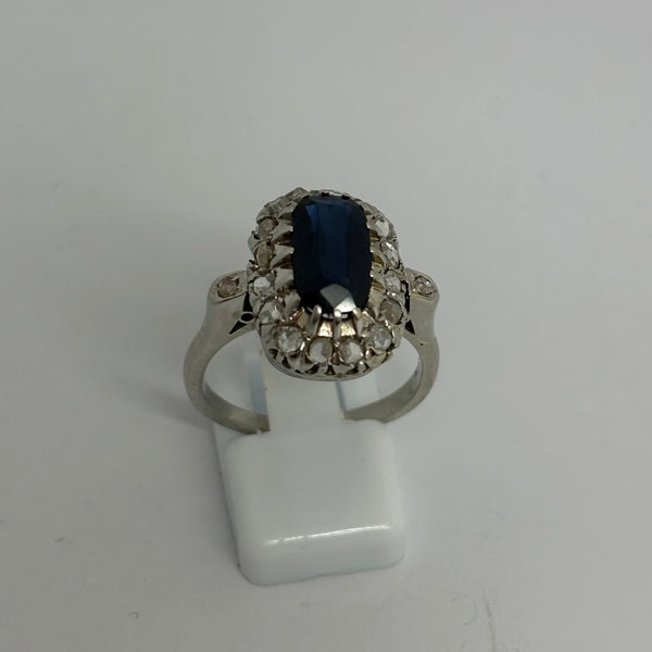 Bague Ancienne Or Gris 18K - Taille 58 -  6.67 G