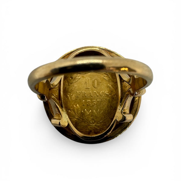 Bague porte pièce en Or jaune 10 Francs N - Taille 52 - 8.34G