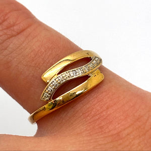 Bague en Or Jaune et Blanc 18K - Taille 51.5 - 1.31g