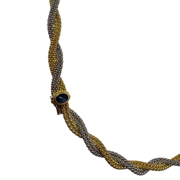 Collier Ras du Cou Tressé  en Or Jaune et Gris 18K - 42.5cm - 17.07g