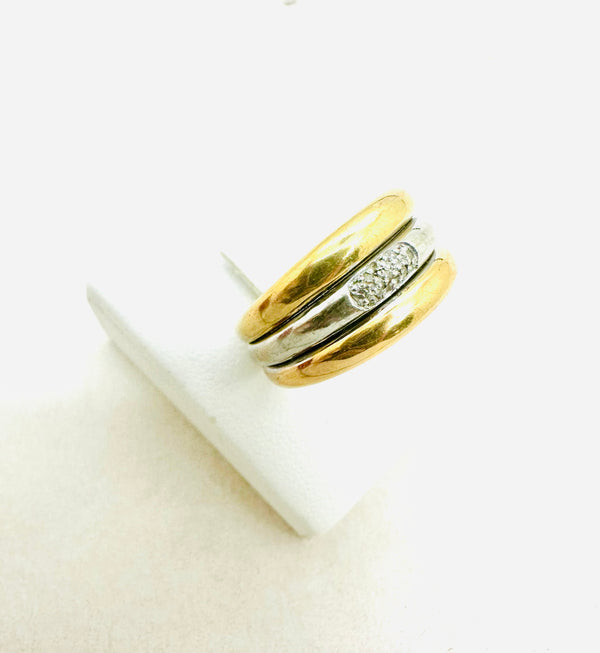 Bague 3 ors avec éclats de diamants