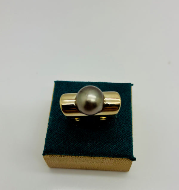 Bague perle Tahiti en or blanc 18K Taille-52