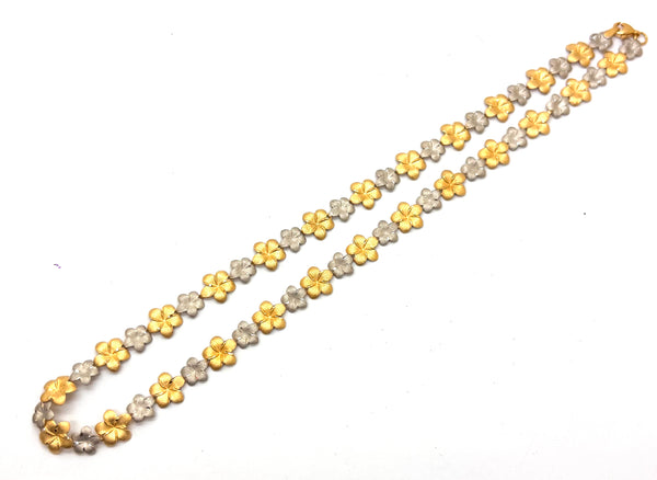 Collier Fleur de Tiaré en Or jaune et blanc 18K - 43Cm- 9.86g