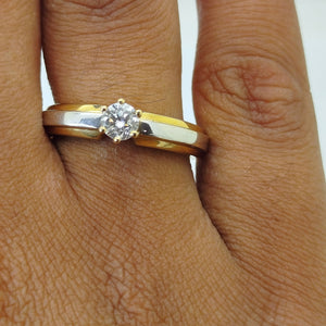 Solitaire en Or Jaune 18K avec Diamant 0.60ct - Taille 56 - 4.60g
