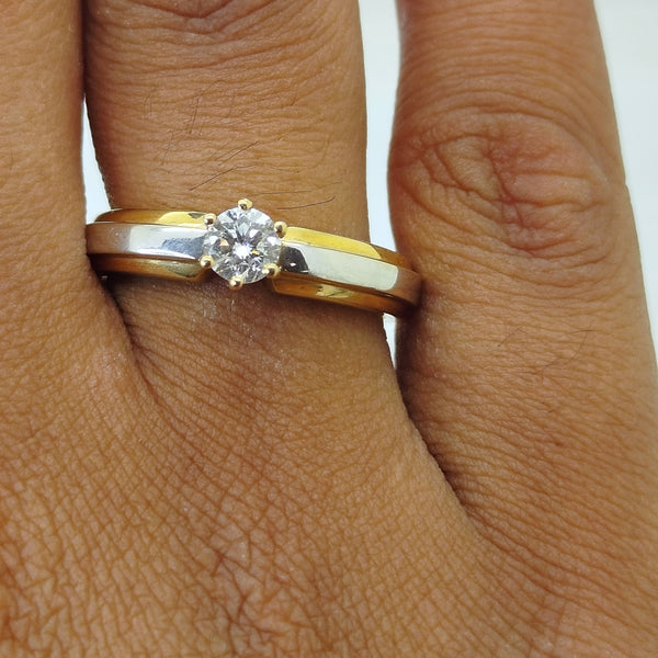 Solitaire en Or Jaune 18K avec Diamant 0.60ct - Taille 56 - 4.60g