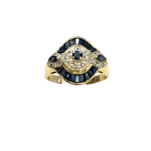 Bague en Or 18k avec Diamants et Saphir – Taille 58