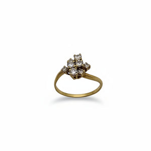 Bague Bouquet en Or Jaune 18K - 2.09 G - T 52 avec Diamants