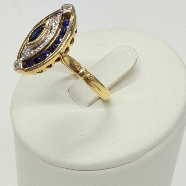 Bague Marquise en Or Jaune et Blanc 18 K - Taille 54 - 4.16 G