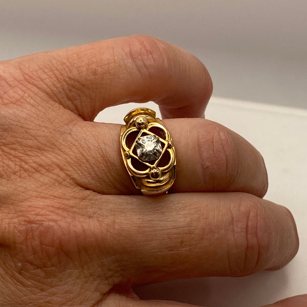 Bague Or Jaune et Platine 18 Carats - Taille 52/53