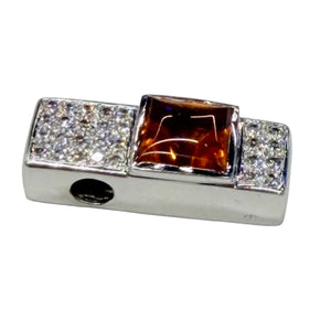 Pendentif Or Blanc avec Diamants et Citrine 18k
