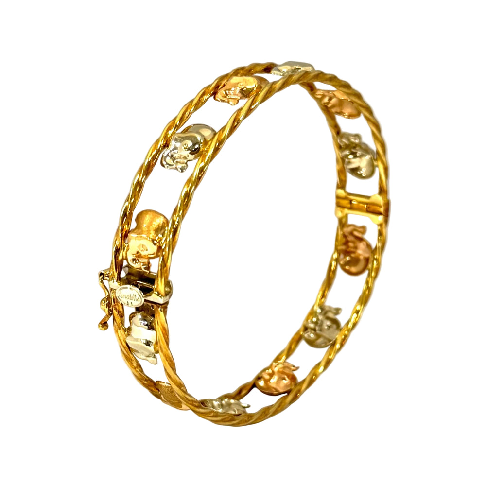 Bracelet or Blanc et Rose jonc 18K - 20cm - 13.72G