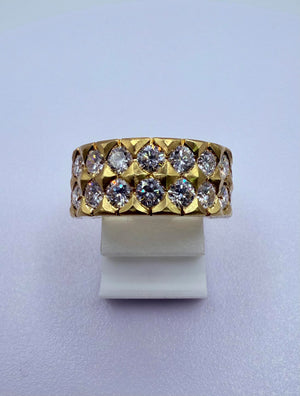 Bague demi tour en Or jaune 18K avec diamants