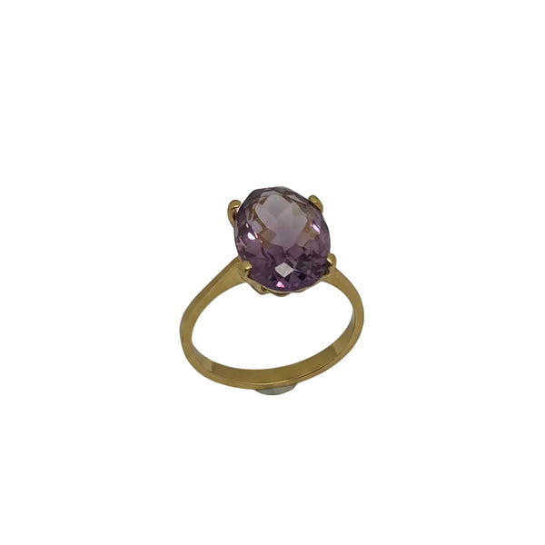 Bague OR Jaune 18K avec Améthyste - 3.16 Grs T 53