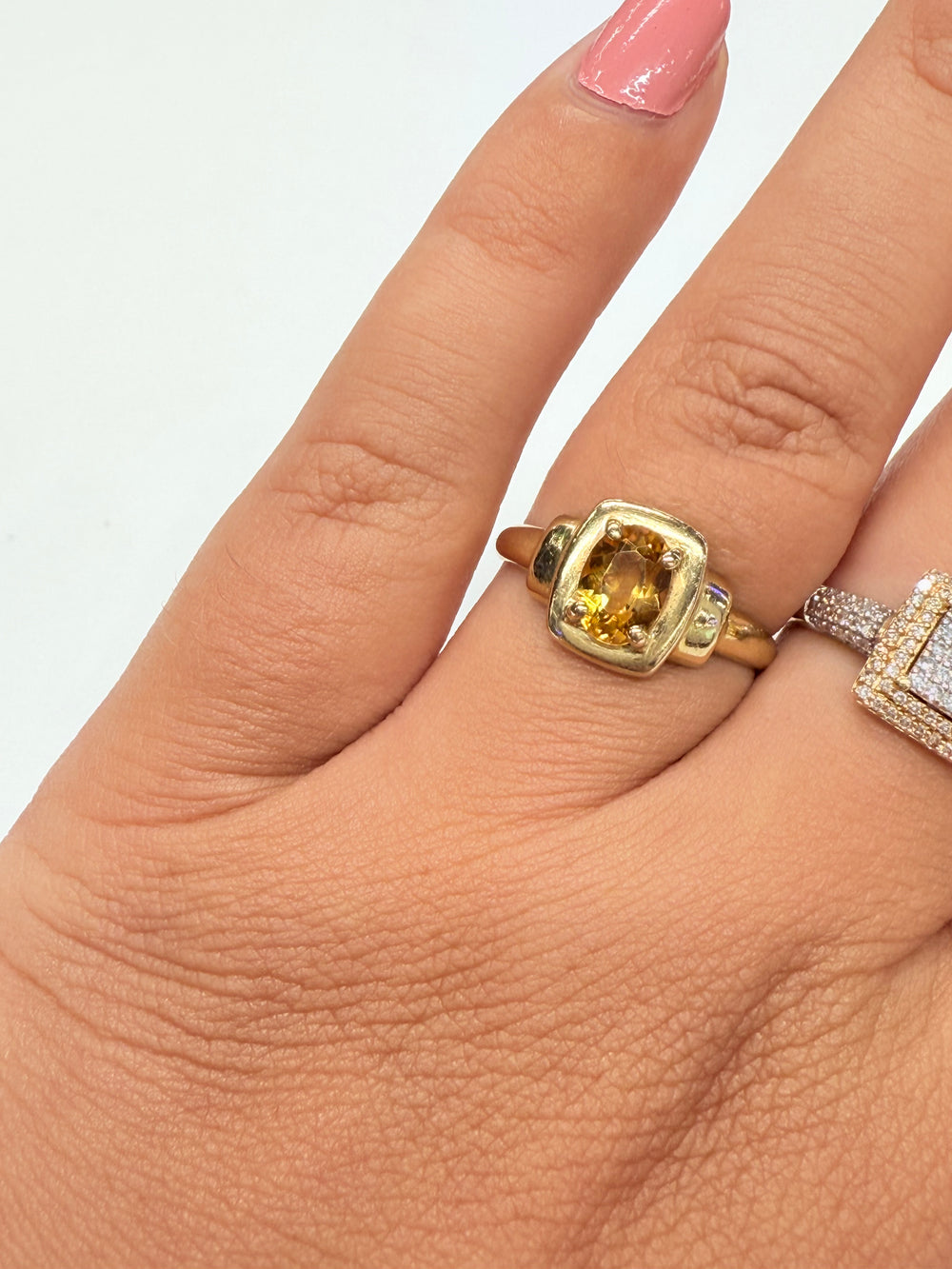 Bague Or 18k Citrine Tête d'Aigle Taille 56