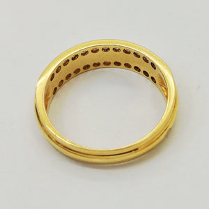 Bague en Or Jaune 18K avec Diamants - Taille 54 - 3.45G