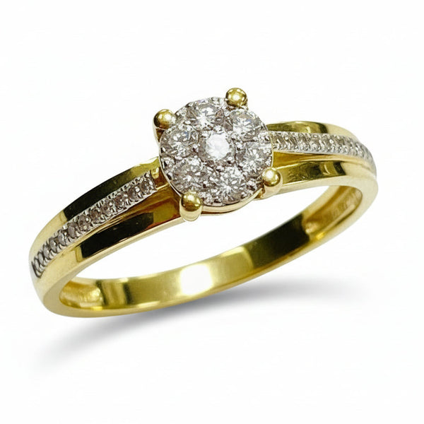 Bague Solitaire en Or 18k avec Diamants - T53 - 2.35 gr