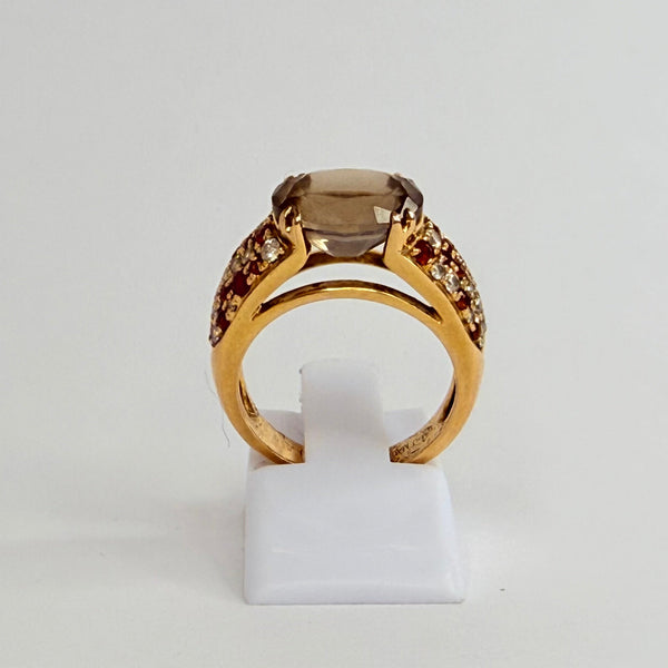 Bague en or jaune avec diamants et rubis  18 K - 6.5 Grs
