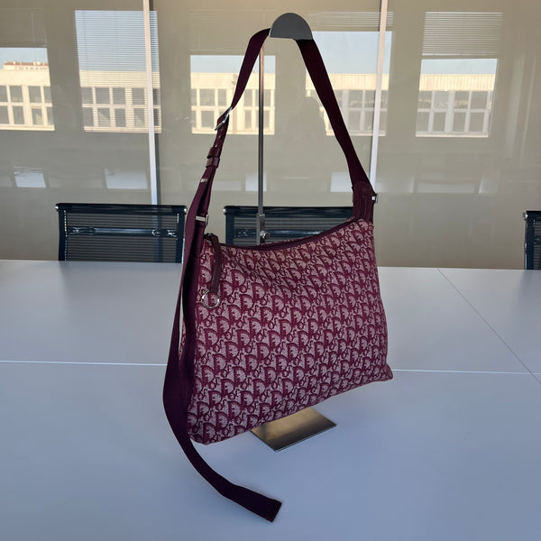 Sac Hobo Dior Trotter Messenger Toile Bordeaux Vintage