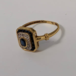 Bagues en Or Jaune avec Diamants et Saphir Taille -53