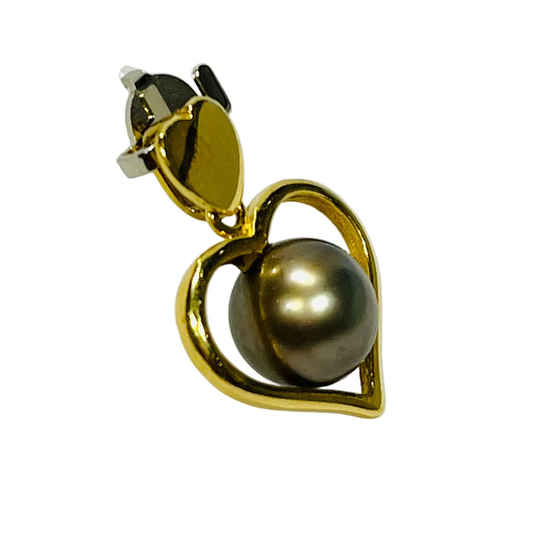 Pendentif Cœur Perle de Tahiti en Or Jaune 18K - 2.48Grs