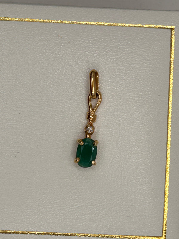 Parure Pendentif et Boucles d'Oreilles Or 18K Diamants et Émeraude
