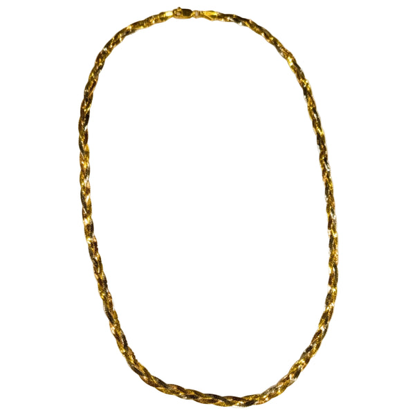 Collier Princesse Tressé en Or Jaune Or Gris Or Rose 18K
