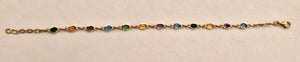 Bracelet Maillon en Or Jaune 18K avec Pierres Naturelles