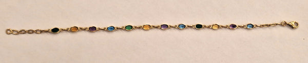 Bracelet Maillon en Or Jaune 18K avec Pierres Naturelles