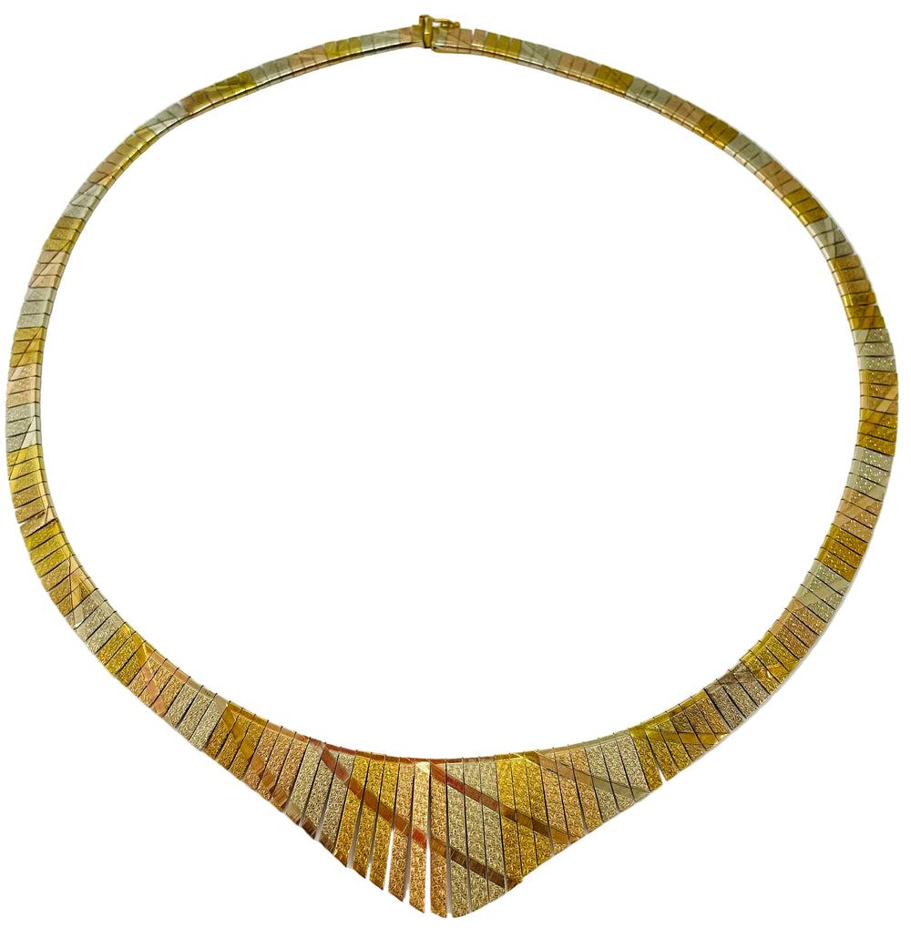 Collier Princesse en Or Jaune, Or Gris et Or Rose 18K Poids - 30.41 Grs