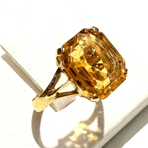 Bague Or 18k Citrine Carré - Taille 50