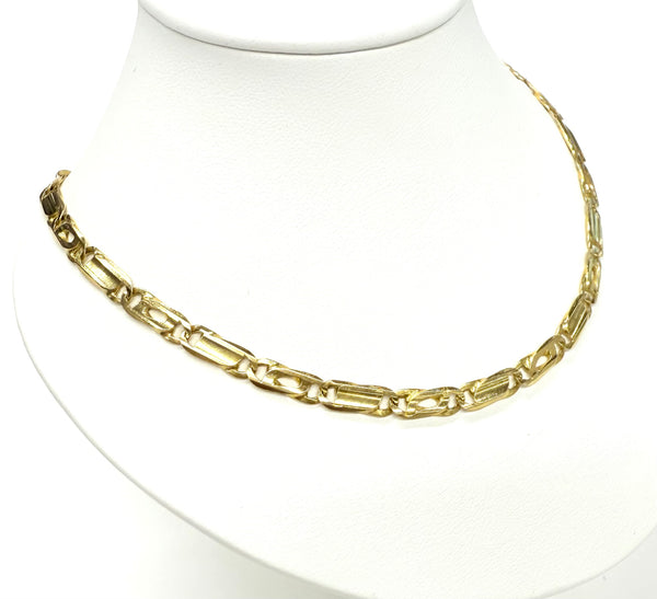 Collier Longue Chaîne Or Jaune 18k Maille Fantaisie